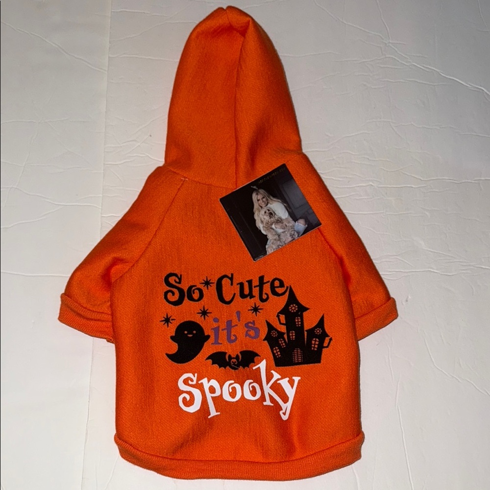 NWT Jessica Simpson Orange Dog Hoodie Halloween So Cute It’s Spooky Size S